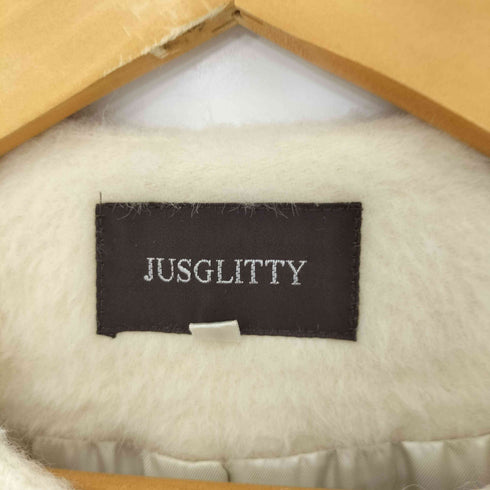 ジャスグリッティー JUSGLITTY ツイード切替ノーカラーコート レディース JPN:2