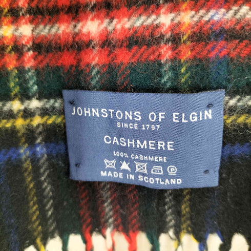 ジョンストンズオブエルガン johnstons of elgin 小判 カシミヤ100%チャック柄マフラー レディース
