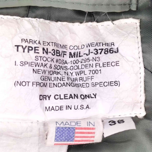 ゴールデンフリース GOLDEN FLEECE USA製 復刻白タグ SPIEWAK N-3B FLIGHT JACKET ゴールデンフリース フライト ジャケット メンズ 36