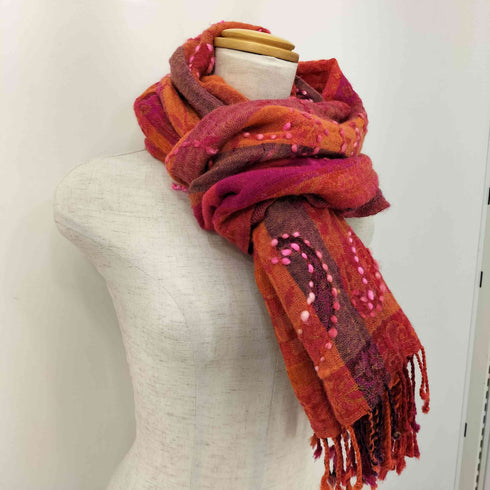 グレースコンチネンタル GRACE CONTINENTAL ウール ステッチ刺繍 総柄マフラー レディース