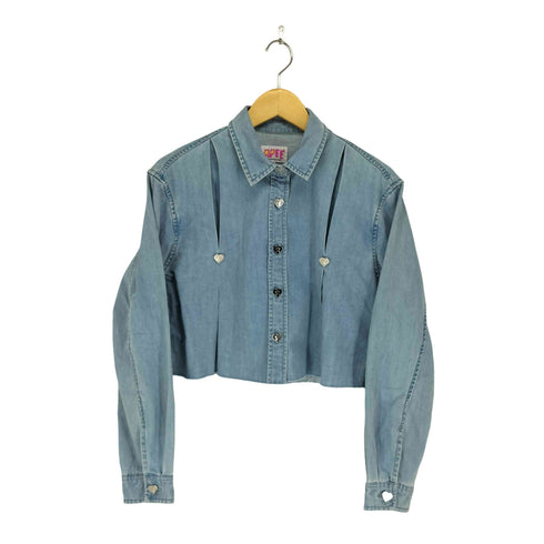 アベイシングエイプ A BATHING APE APEE カットオフ加工プリーツデニムシャツ レディース JPN:S