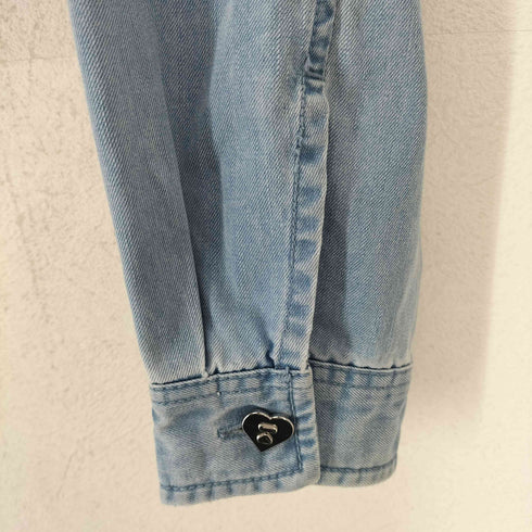アベイシングエイプ A BATHING APE APEE カットオフ加工プリーツデニムシャツ レディース JPN:S