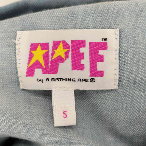 アベイシングエイプ A BATHING APE APEE カットオフ加工プリーツデニムシャツ レディース JPN:S
