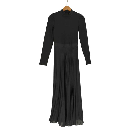 ザラ ZARA コントラスト プリーツ ミディワンピース レディース import:XS