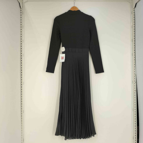 ザラ ZARA コントラスト プリーツ ミディワンピース レディース import:XS