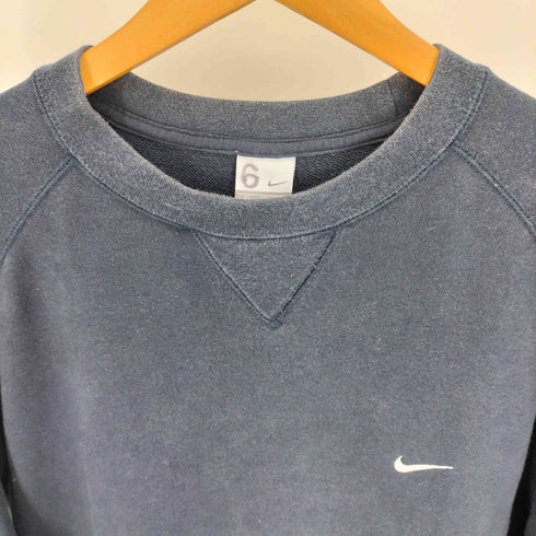 ナイキ NIKE 00S 銀タグ スウッシュ ロゴ 刺繍 前V WATANABE バック プリント クルーネック スウェット メンズ import:XL