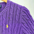 ラルフローレン RALPH LAUREN ポニー 刺繍 フロント フリル ヘンリーネック コットン ケーブルニット レディース import:L