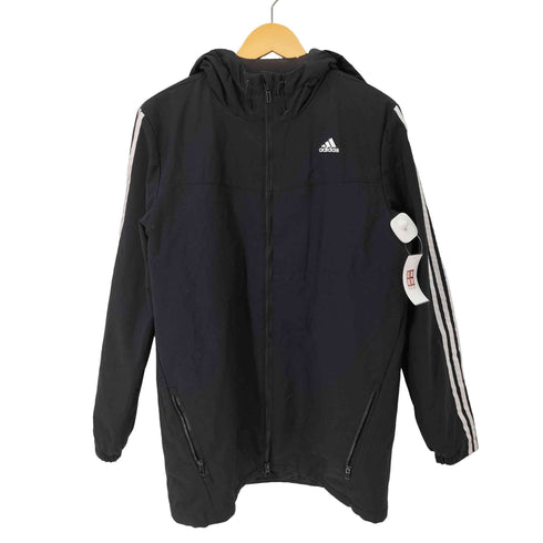 アディダス adidas 3ストライプ ダブルジップフーデッド中綿ジャケット メンズ