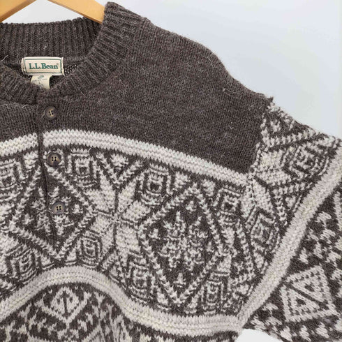 エルエルビーン L.L.Bean 70-80S スコットランド製 PURE NEW WOOL ノルディック ヘンリーネック ニット メンズ import:L