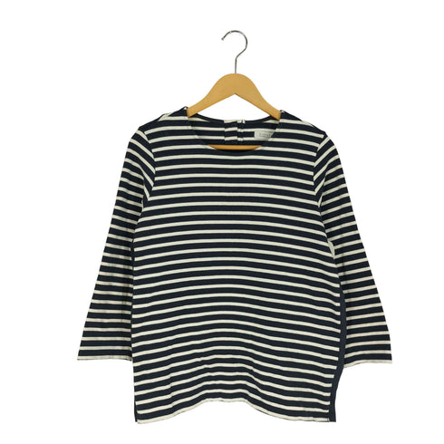 バーニーズニューヨーク BARNEYS NEWYORK 素材切替 バックプリーツ ボーダー ロングスリーブTシャツ レディース FREE