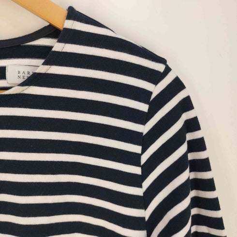 バーニーズニューヨーク BARNEYS NEWYORK 素材切替 バックプリーツ ボーダー ロングスリーブTシャツ レディース FREE