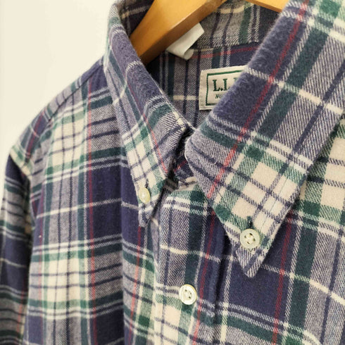 エルエルビーン L.L.Bean 80-90S ハンガリー製 NORTHWOODS コットン フランネル チェック ボタンダウン L/S ネル シャツ メンズ import:M