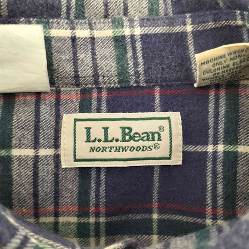 エルエルビーン L.L.Bean 80-90S ハンガリー製 NORTHWOODS コットン フランネル チェック ボタンダウン L/S ネル シャツ メンズ import:M