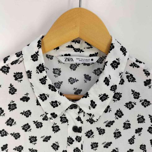 ザラ ZARA フラワープリント レーヨン シャツワンピース レディース import:M