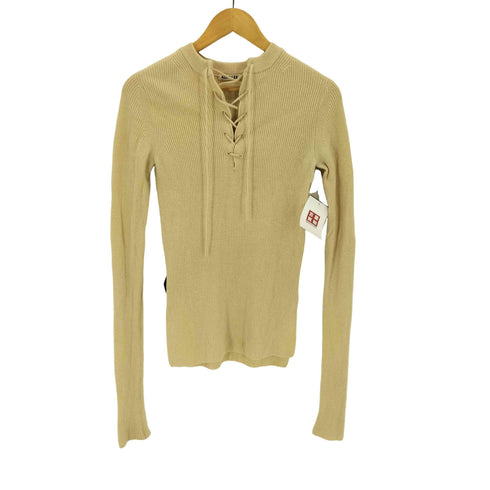 オーラリー AURALEE WOOL RIB KNIT LACE-UP P/O ニットセーターレースアップ レディース JPN:0
