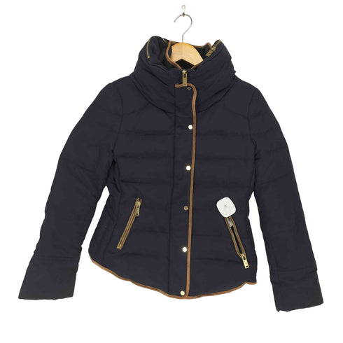 ザラ ZARA ボタンデザイン スエード切替ダウンジャケット レディース import:M