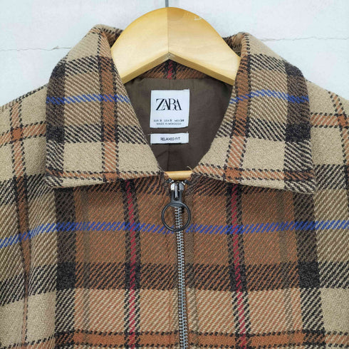 ザラ ZARA チェック柄スイングトップジャケット メンズ import:S