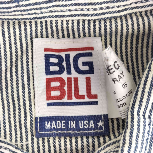 ビッグビル BIG BILL HICKORY STRIPE ワークシャツ ダメージ加工 メンズ 2XL