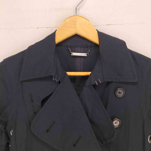 アクアスキュータム AQUASCUTUM イタリア製 チンストラップ ダブルポケット ステンカラーコート レディース 7F