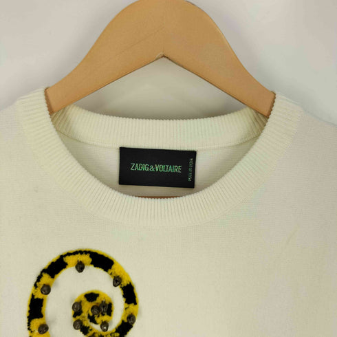 ザディグエヴォルテール ZADIG&VOLTAIRE 鈴付き アニマル刺繍 シルク混 レーヨンナイロン ニット レディース 38
