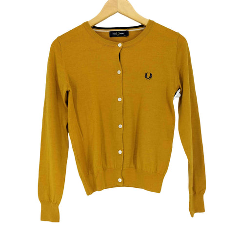 フレッドペリー FRED PERRY 刺繍ロゴ ウールカーディガン レディース UK:8