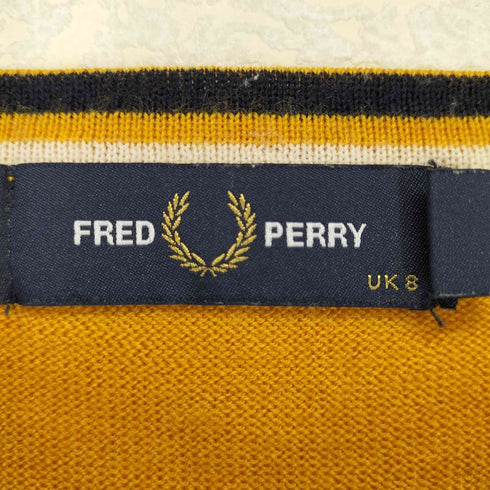 フレッドペリー FRED PERRY 刺繍ロゴ ウールカーディガン レディース UK:8