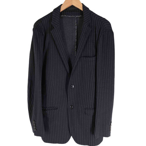 バーバリーブラックレーベル BURBERRY BLACK LABEL ウール混 ピンストライプ 2Bテーラードジャケット メンズ LL