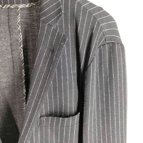 バーバリーブラックレーベル BURBERRY BLACK LABEL ウール混 ピンストライプ 2Bテーラードジャケット メンズ LL