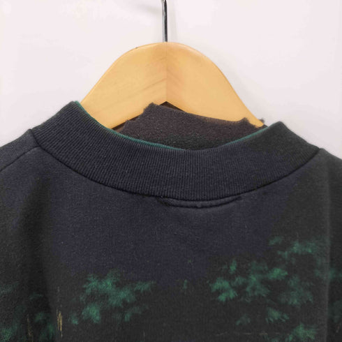 90S MADE IN USA ヘンリーネックアニマルプリントスウェット メンズ XXL