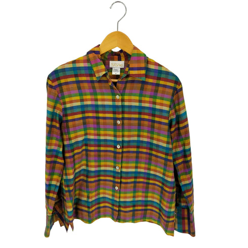 California Style マルチカラーレギュラーカラーシルクシャツ レディース JPN:M