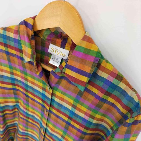California Style マルチカラーレギュラーカラーシルクシャツ レディース JPN:M