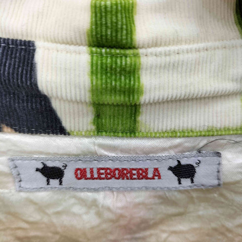 アルベロベロ OLLEBOREBLA デザインボタン 袖切り替え 総柄 コーデュロイシャツ レディース