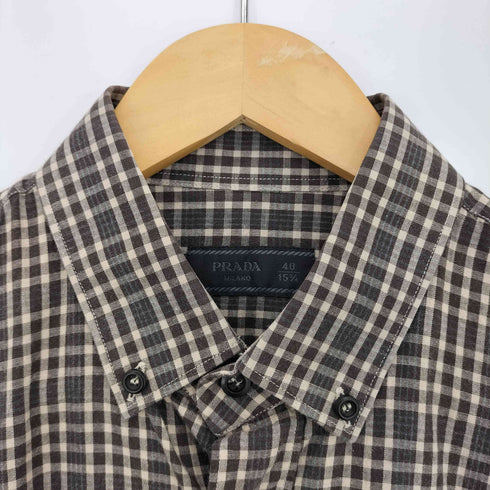 プラダ PRADA チェック ボタンダウンシャツ メンズ 40 15 3/4