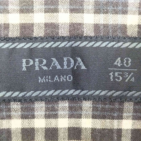 プラダ PRADA チェック ボタンダウンシャツ メンズ 40 15 3/4
