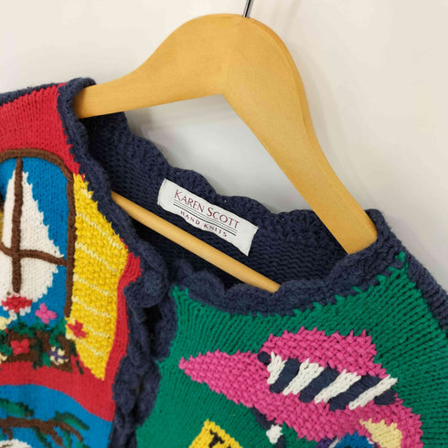 カレンスコット KAREN SCOTT 90S HAND KNITS 総柄コットンカーディガン レディース