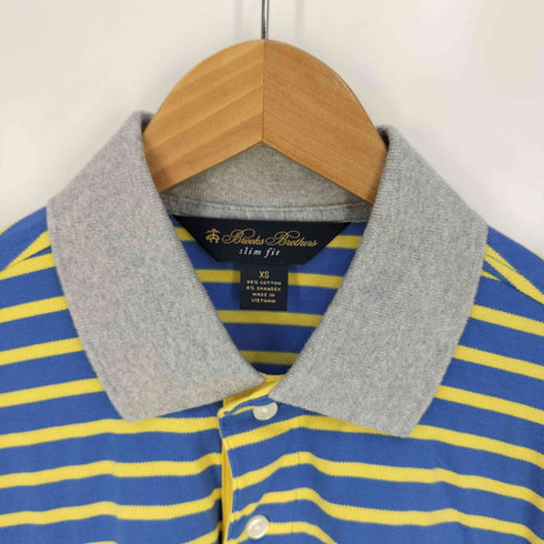 ブルックスブラザーズ BROOKS BROTHERS slim fit ボーダー ロゴ刺繍 ポロシャツ メンズ import:XS