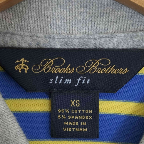ブルックスブラザーズ BROOKS BROTHERS slim fit ボーダー ロゴ刺繍 ポロシャツ メンズ import:XS
