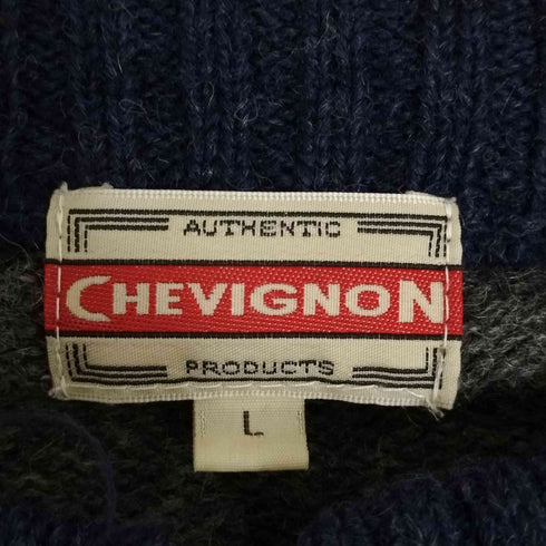 シェビニオン CHEVIGNON 総柄 ジップアップ ウール ニット カーディガン メンズ JPN:L