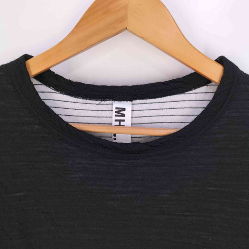 エムエイチエル MHL. 裏地ボーダー コットンウール ロングスリーブTシャツ メンズ JPN:M