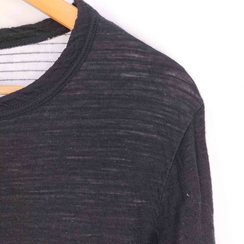 エムエイチエル MHL. 裏地ボーダー コットンウール ロングスリーブTシャツ メンズ JPN:M