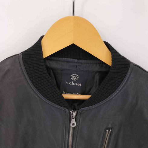 ダブルクローゼット w closet シンセティックレザー ボンバージャケット レディース