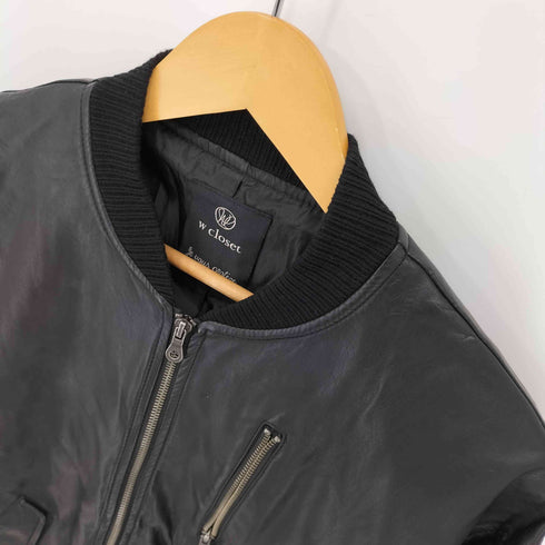 ダブルクローゼット w closet シンセティックレザー ボンバージャケット レディース