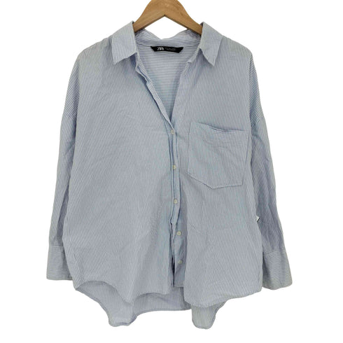 ザラ ZARA ストライプ長袖シャツ レディース import:L