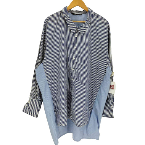 ザラ ZARA Orversized Docking Stripe Shirts オーバーサイズ クレイジー ドッキング ストライプ シャツ ユニセックス レディース import:L