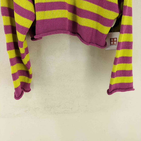 ザラ ZARA ボーダー コットンポリ クロップドニット レディース import:L