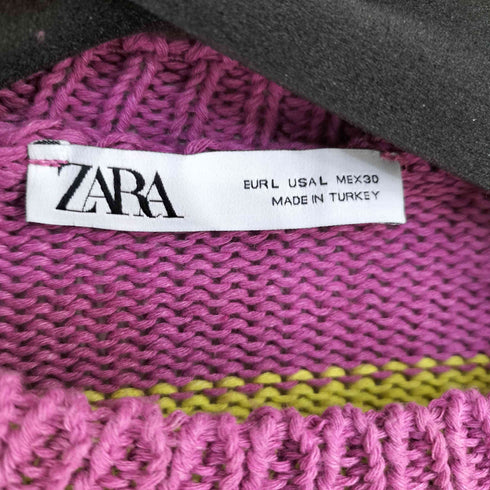 ザラ ZARA ボーダー コットンポリ クロップドニット レディース import:L