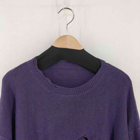 KITSU ダメージ加工 クルーネックニット レディース JPN:L