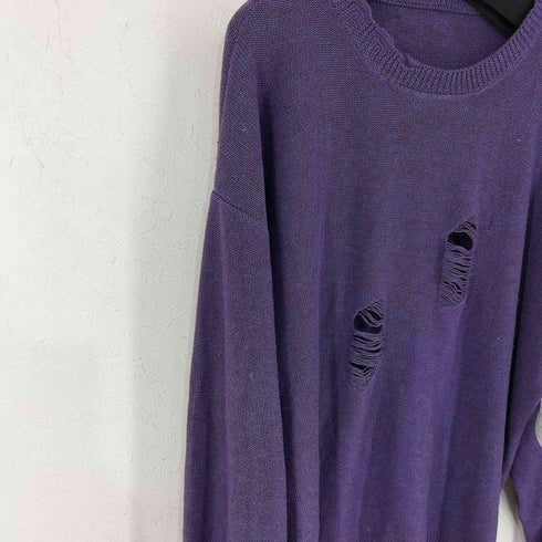 KITSU ダメージ加工 クルーネックニット レディース JPN:L