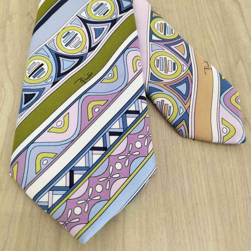 エミリオプッチ EMILIO PUCCI 総柄 シルクネクタイ メンズ