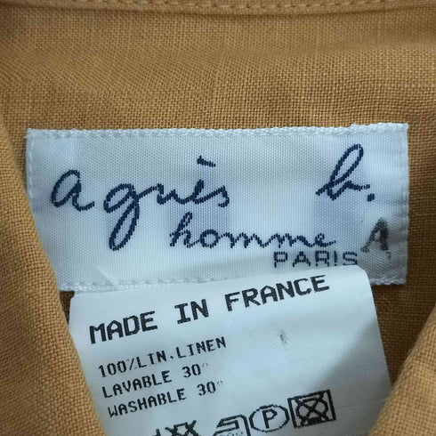 アニエスベーオム Agnes b.homme フランス製 リネン ビッグカラーシャツ メンズ 42